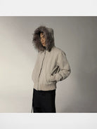 Y OFFICIAL Deconstructed Washed Cotton Jacket in Beige - On Model