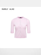 RARELY ALIKE Pure Wool Mid Sleeve Cardigan in Pink