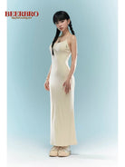 BeerBro Spaghetti Strap Bodycon Mini Dress in White - On Model