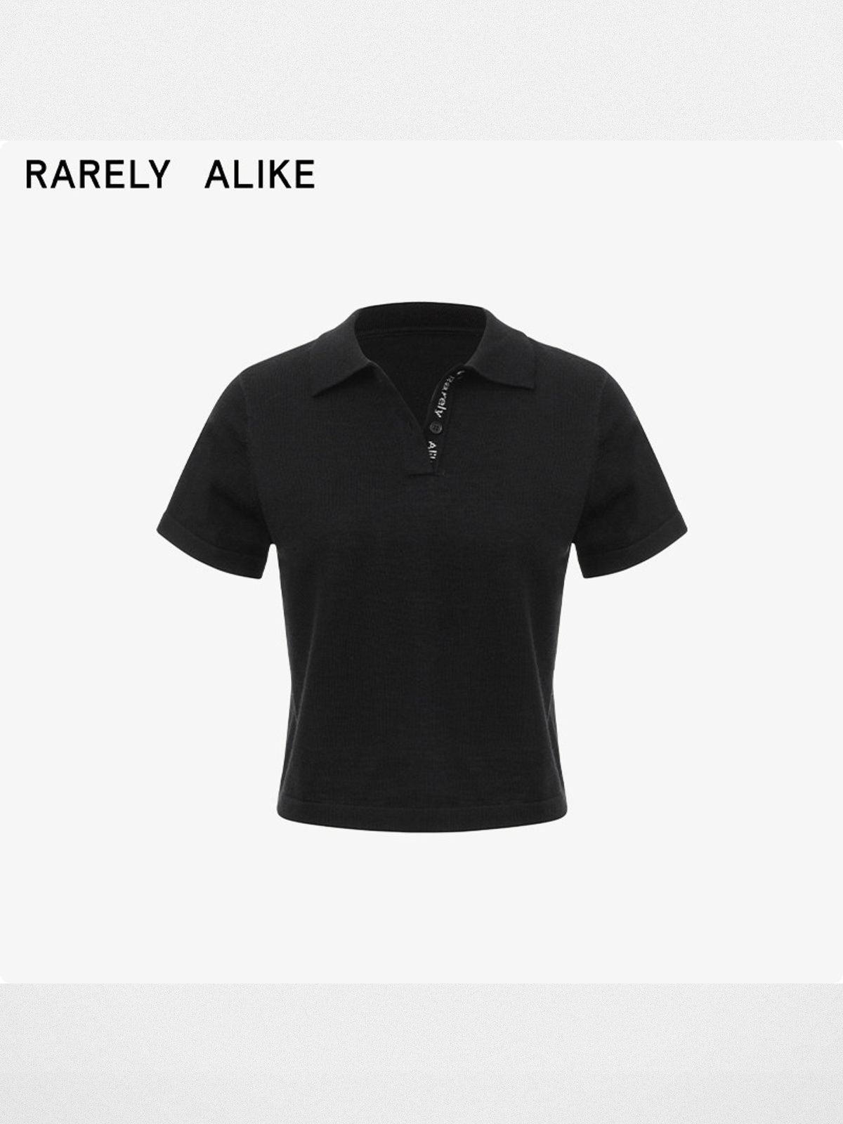 Rarely Alike Pure Wool Logo Jacquard Polo in Black