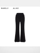 RARELY ALIKE Ribbed Waist Overlay Trousers in Black