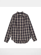Simple Project Ruched Plaid Shawl Collar Shirt in Off-White