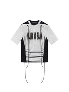 BLINDNOPLAN Contrast Panel Ruched Graphic Tee in White
