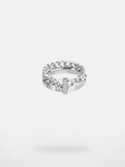 BLACKHEAD Stackable Chain Logo Bar Ring Set in Silver