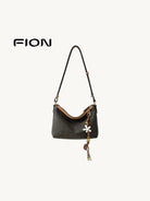 FION Monogram Coated Canvas Hobo Bag in Brown