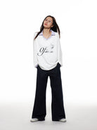 THELIGHT OFFICIAL Distressed Color Block Polo Jersey in White - On Model