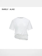 RARELY ALIKE Twisted Hem Cotton Silk Blend Tee in White