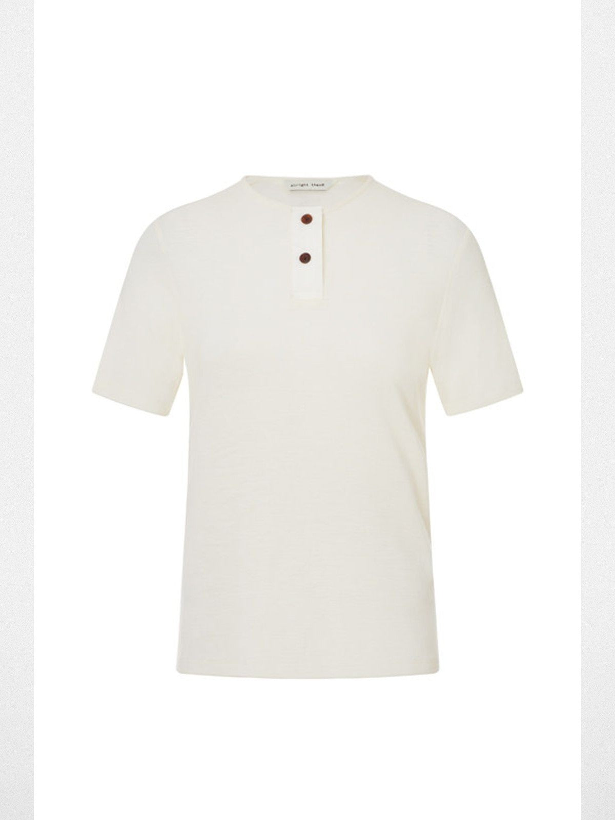 Alright then Short Sleeve Wool Blend Henley in White