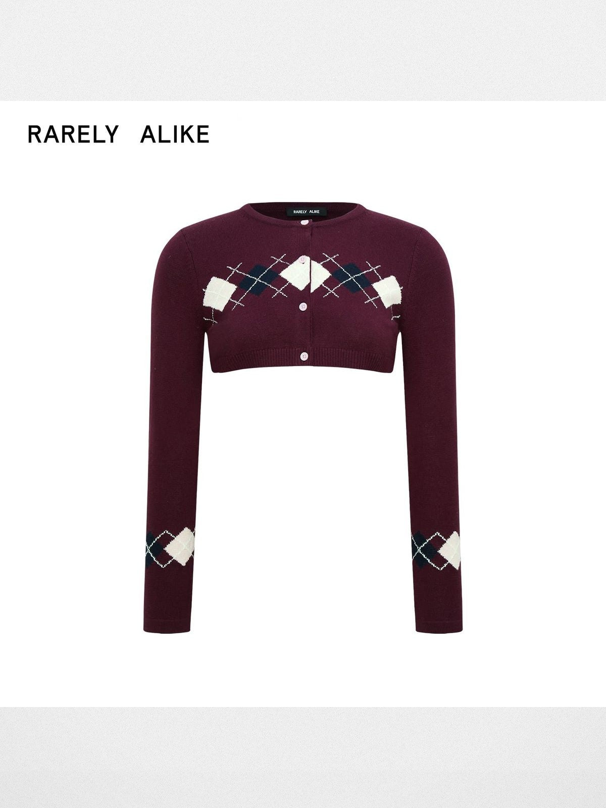 RARELY ALIKE Argyle Cardigan Camisole Set in Burgundy