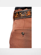 Retro 21 Micro Flare Center Crease Trousers in Brown - Detail