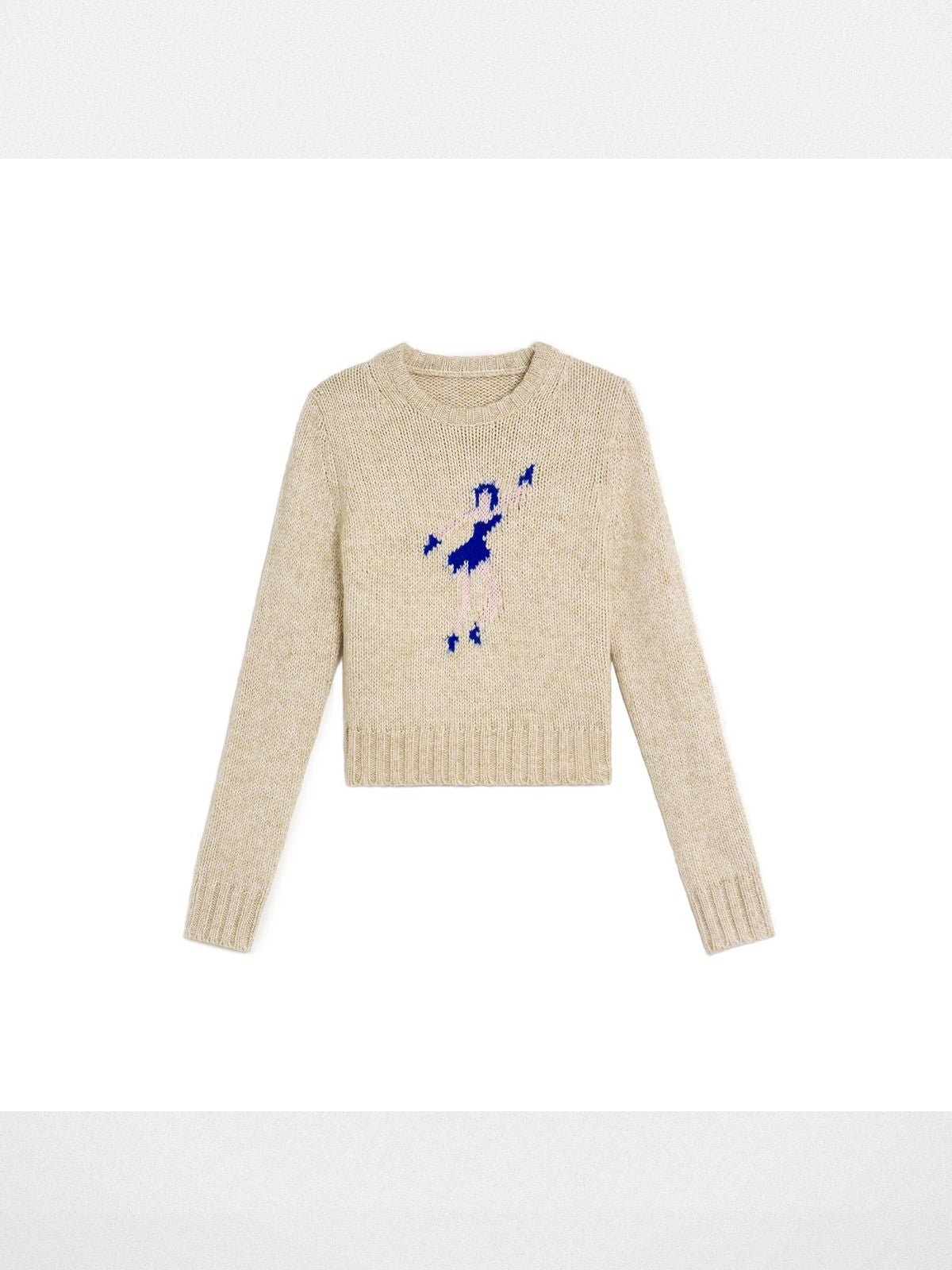 Alright then Dancing Figure Jacquard Sweater in Apricot