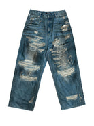UNKNOWNWORLD Distressed Boro Mud Dyed Jeans in Denim
