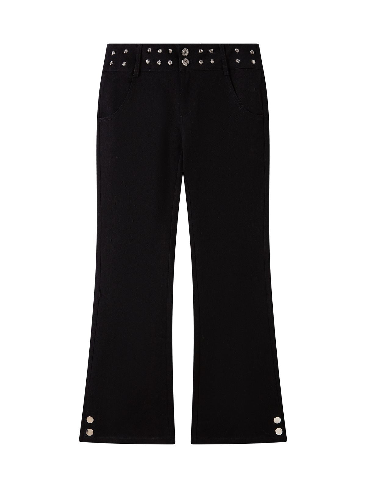 THELIGHT OFFICIAL Studded Micro Flare Trousers in Black