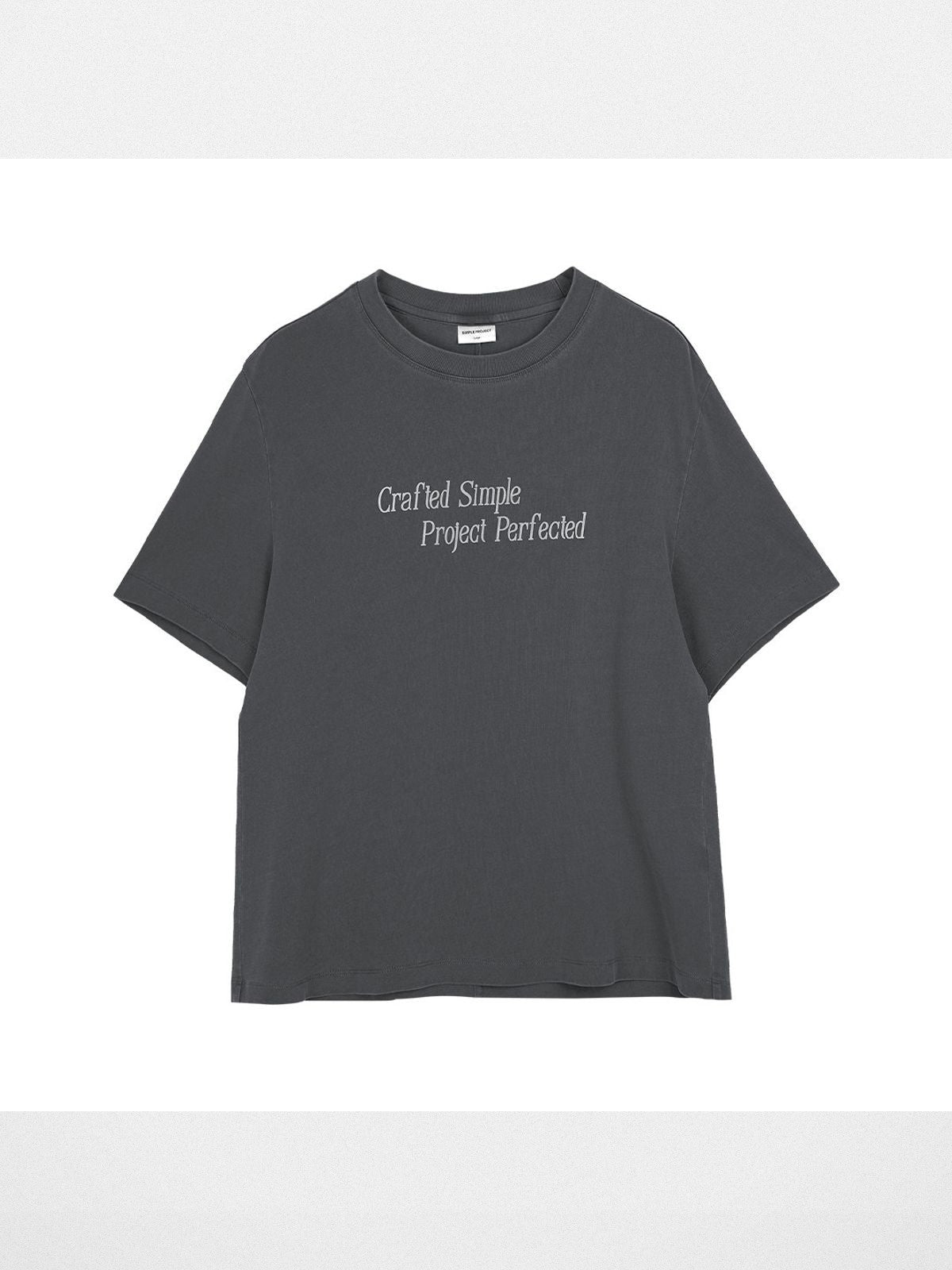Simple Project Garment Dyed Slogan T Shirt in Gray