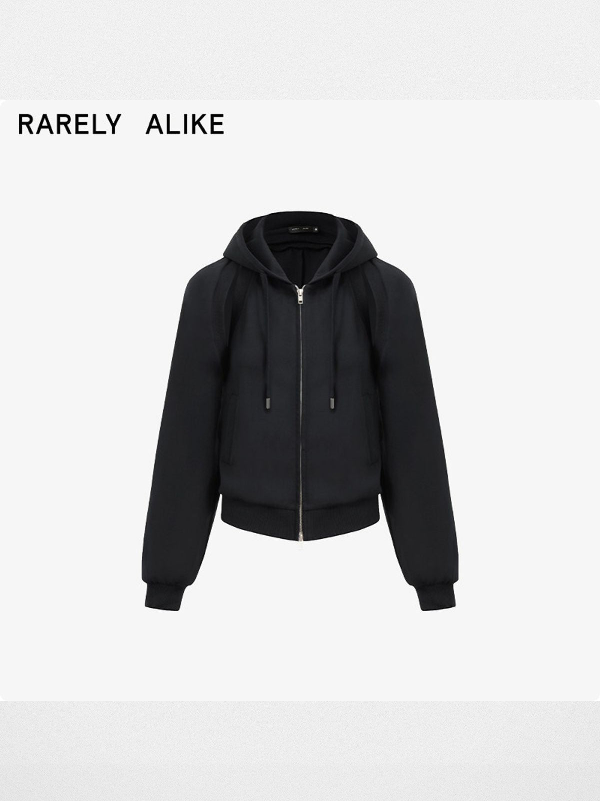 RARELY ALIKE Convertible Zip Up Hoodie in Black