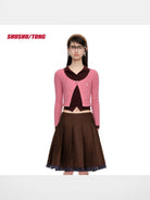 SHUSHUTONG Single Button Wool Cashmere Cardigan in Pink - On Model