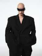 TRIANGLE PROJECT Deconstructed Origami Blazer in Black - On Model