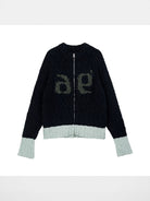 Simple Project Color Block Wool Blend Zip Cardigan in Gray