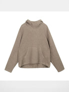 Simple Project Drawstring Hem Fleece Hoodie in Beige