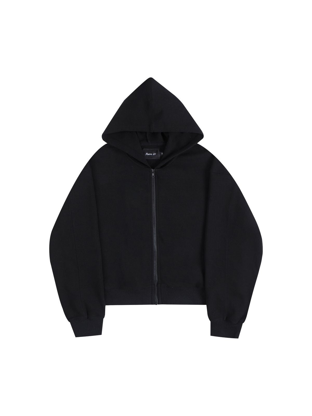Retro 21 Boxy Air Layer Zip Up Hoodie in Black