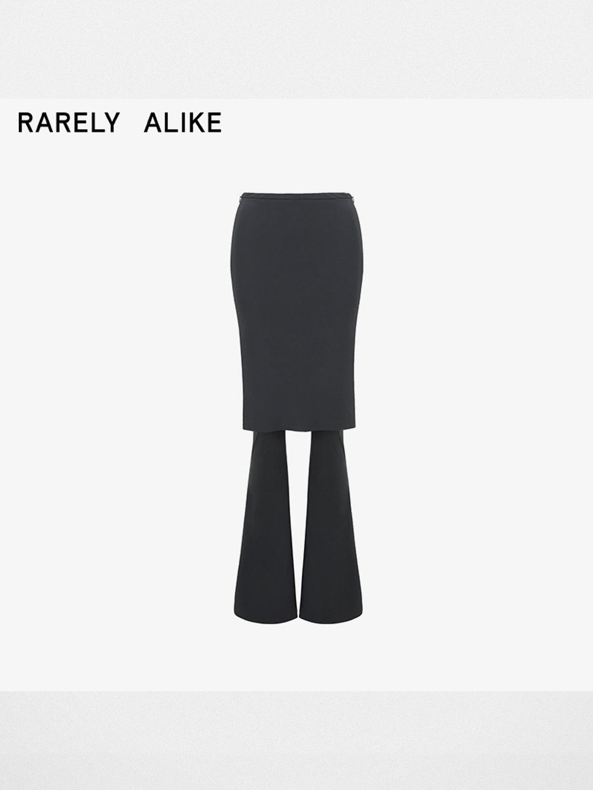 RARELY ALIKE Skirted Micro Flare Trousers in Dark Gray