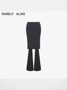 RARELY ALIKE Skirted Micro Flare Trousers in Dark Gray