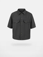 Y OFFICIAL Snap Front Short Sleeve Shirt Jacket in Gray