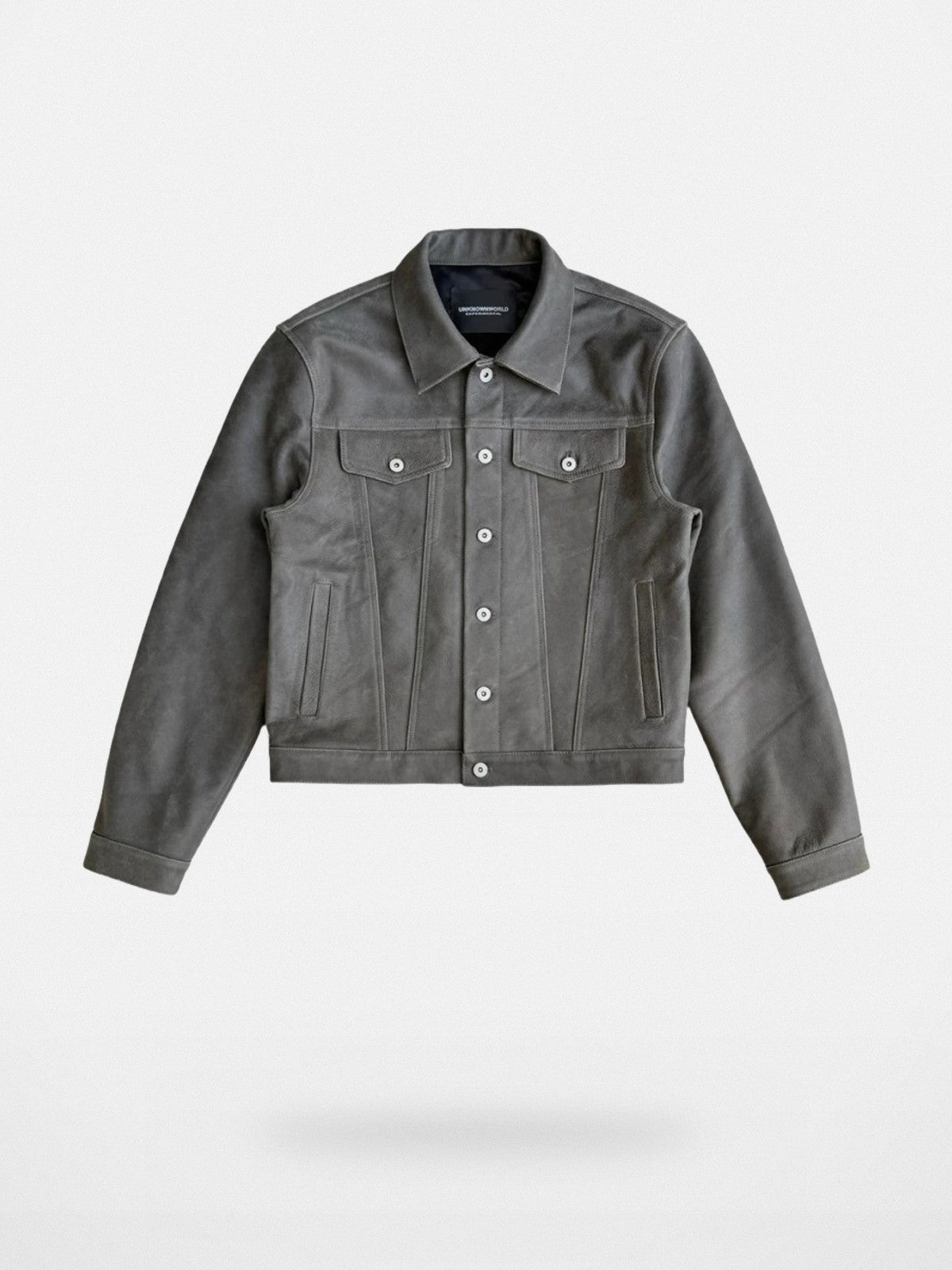 UNKNOWNWORLD Cracked Leather Type 3 Jacket in Green