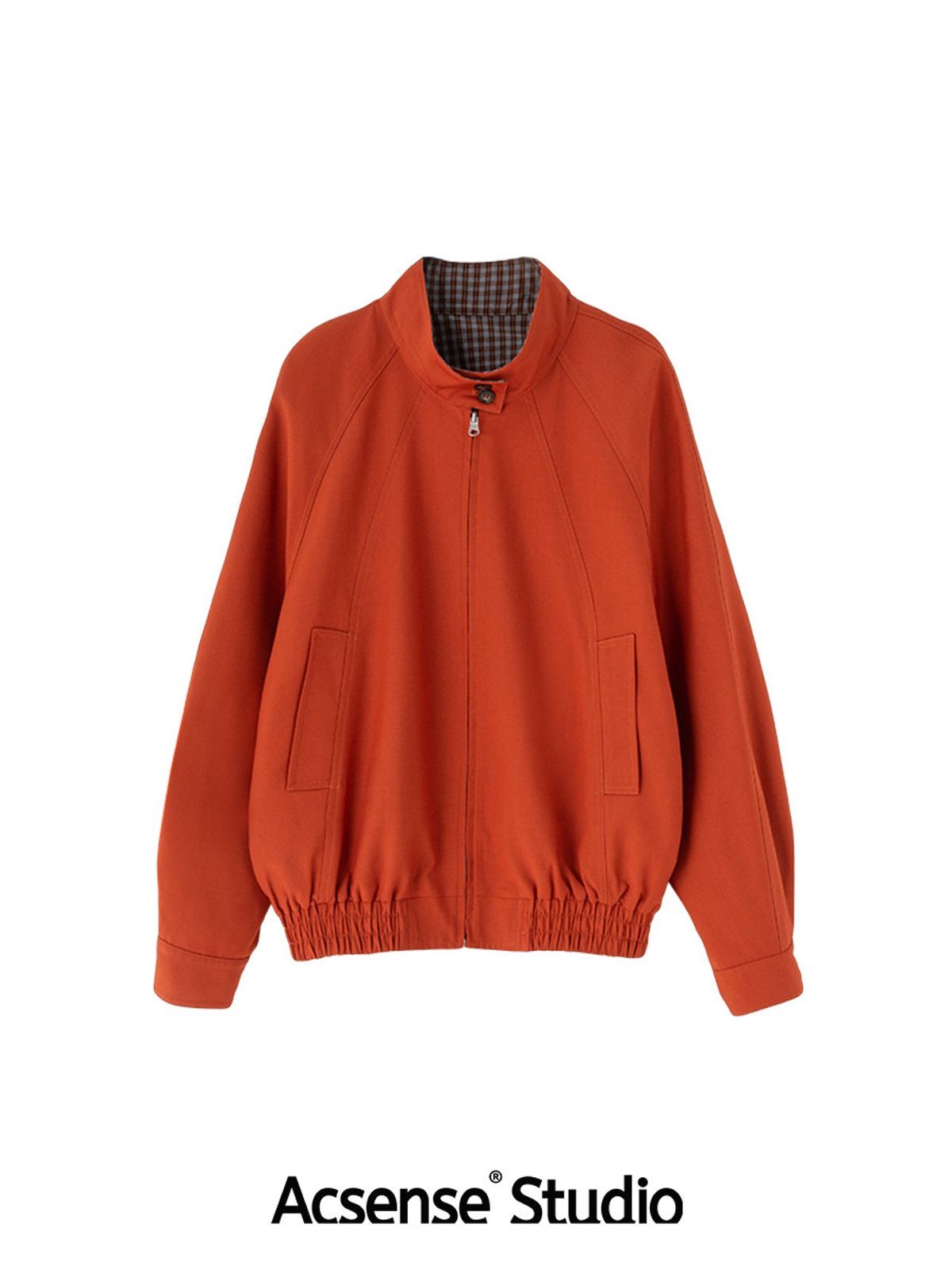 ACSENSE STUDIO Reversible Stand Collar Jacket in Orange
