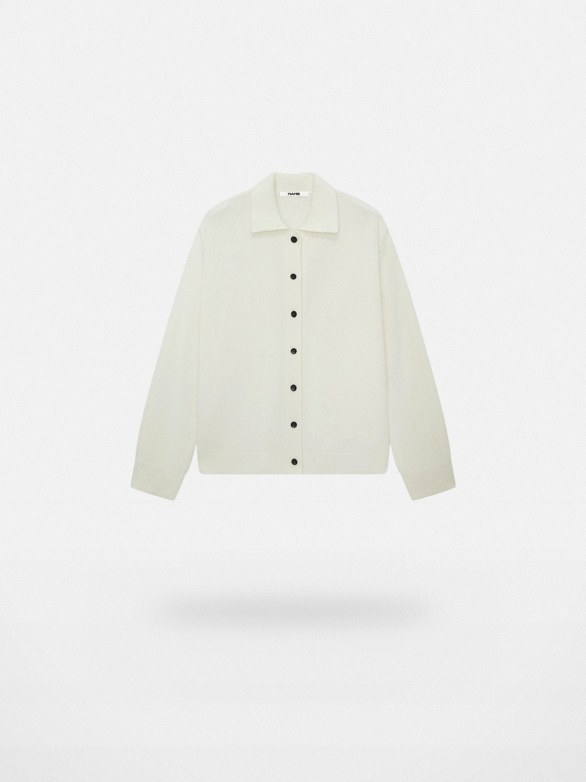 NANS Merino Wool Cashmere Cardigan in White