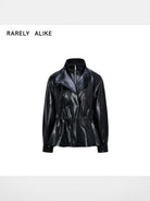 RARELY ALIKE Layered Faux Leather Jacket in Black