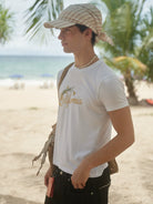 Retro 21 California Graphic Cotton T Shirt in White - On Model