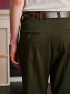 Retro 21 Center Seam Micro Flare Trousers in Green - Detail