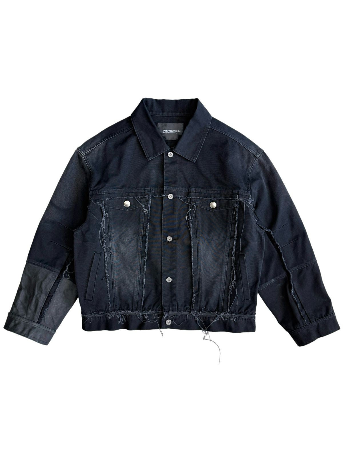 UNKNOWNWORLD Deconstructed Denim Horsehide Jacket in Black