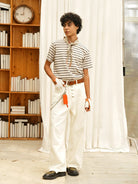 Retro 21 Distressed Wide Leg Jeans in White - On Model