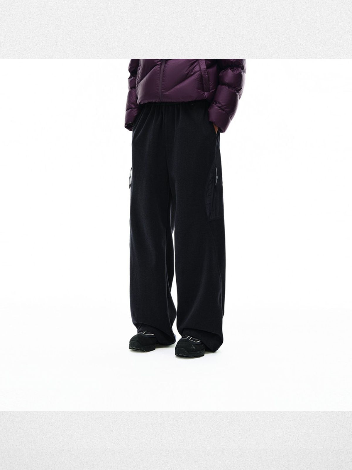 FPA Spliced Panel Straight Leg Pants in Gray - On Model