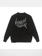LOSTCTRL Distressed Logo Cotton Sweater in Black
