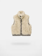 PUKI Reversible Sherpa Plaid Vest in Cream