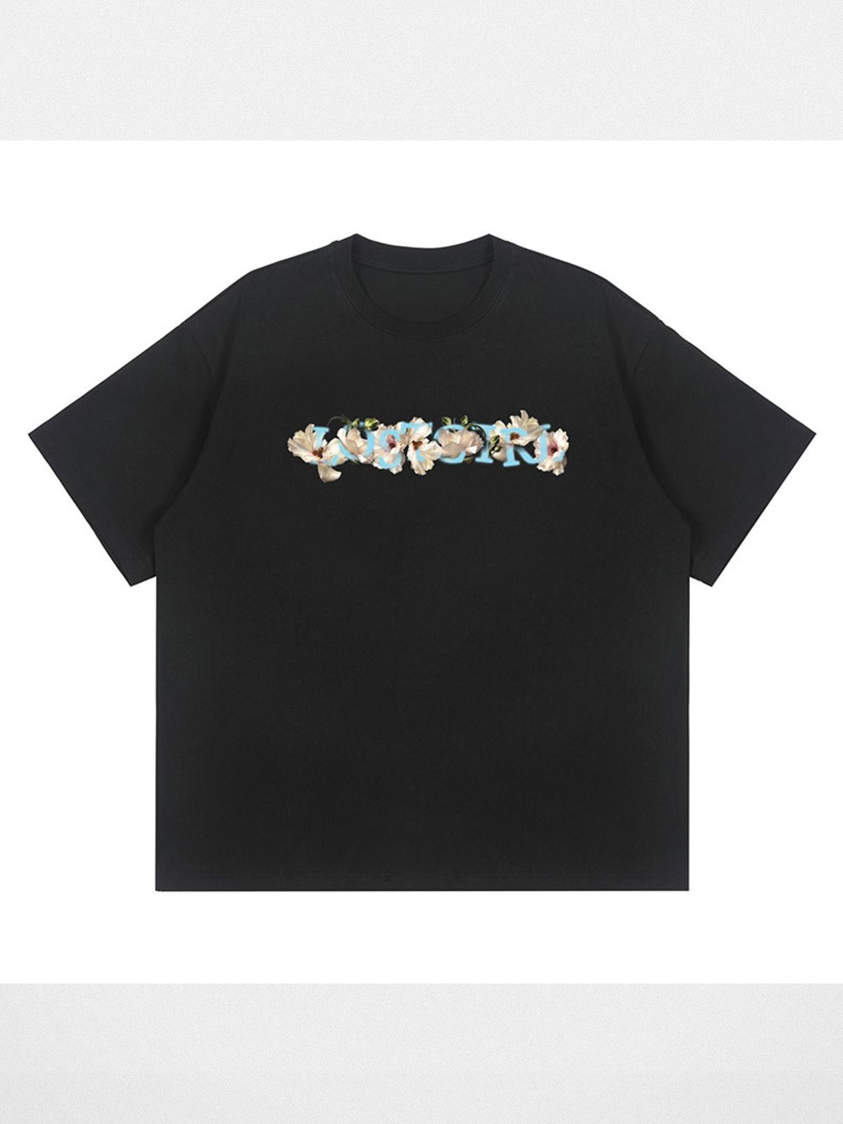 LOSTCTRL Camellia Graphic Print T Shirt in Black