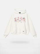 MEDM Floral Patch Fleece Hoodie in White