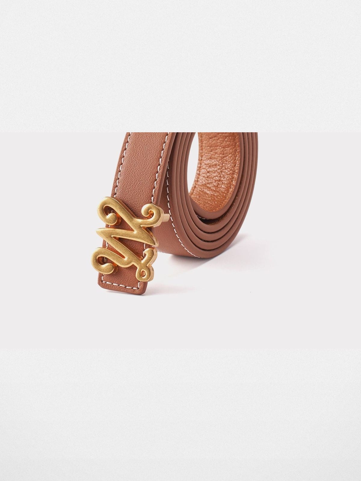 WANLIMA Top Grain Leather Thin Belt in Brown