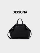 DISSONA Vegetable Tanned Leather Folded Tote in Black