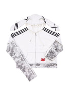 CFIERCE Layered Skull Print Bunny Hoodie in White