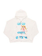 CFIERCE Save It Glitter Print Zip Up Hoodie in White