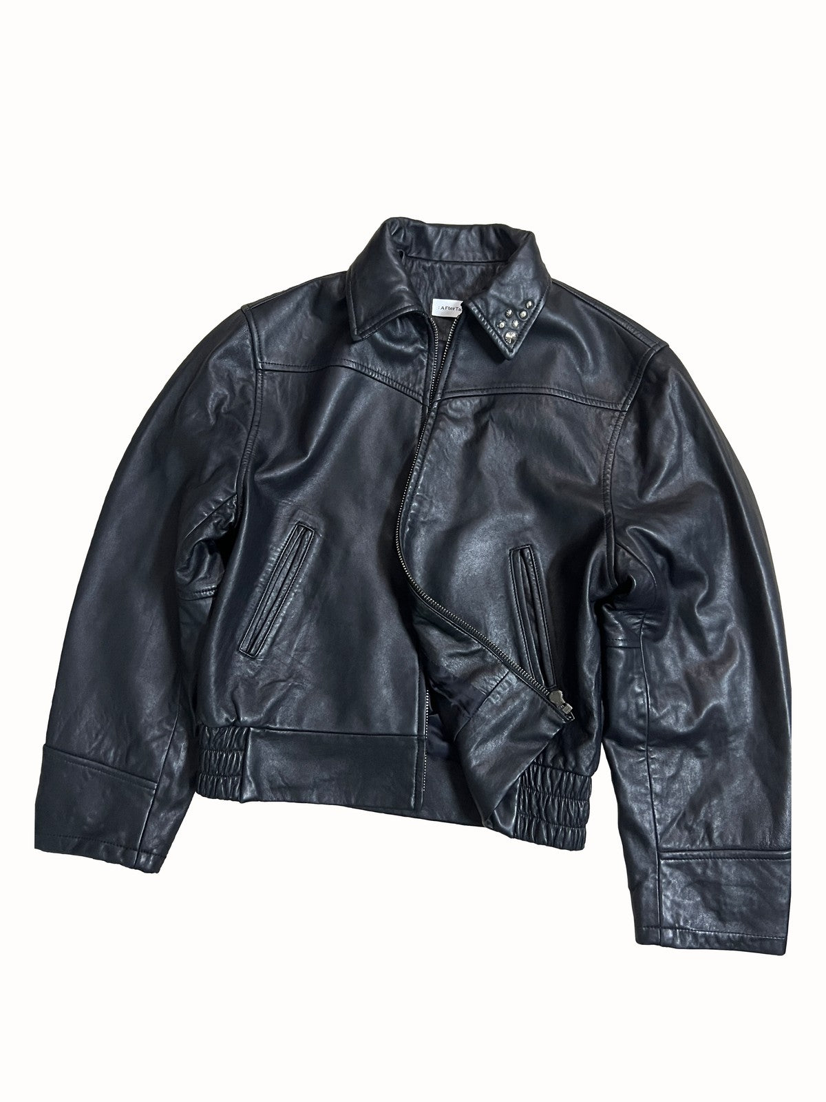 AFterTaste Studded Lambskin Leather Jacket in Black
