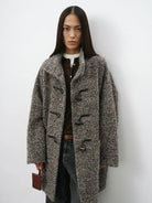 RandomPiece Alpaca Wool Boucl Toggle Coat in Beige - On Model
