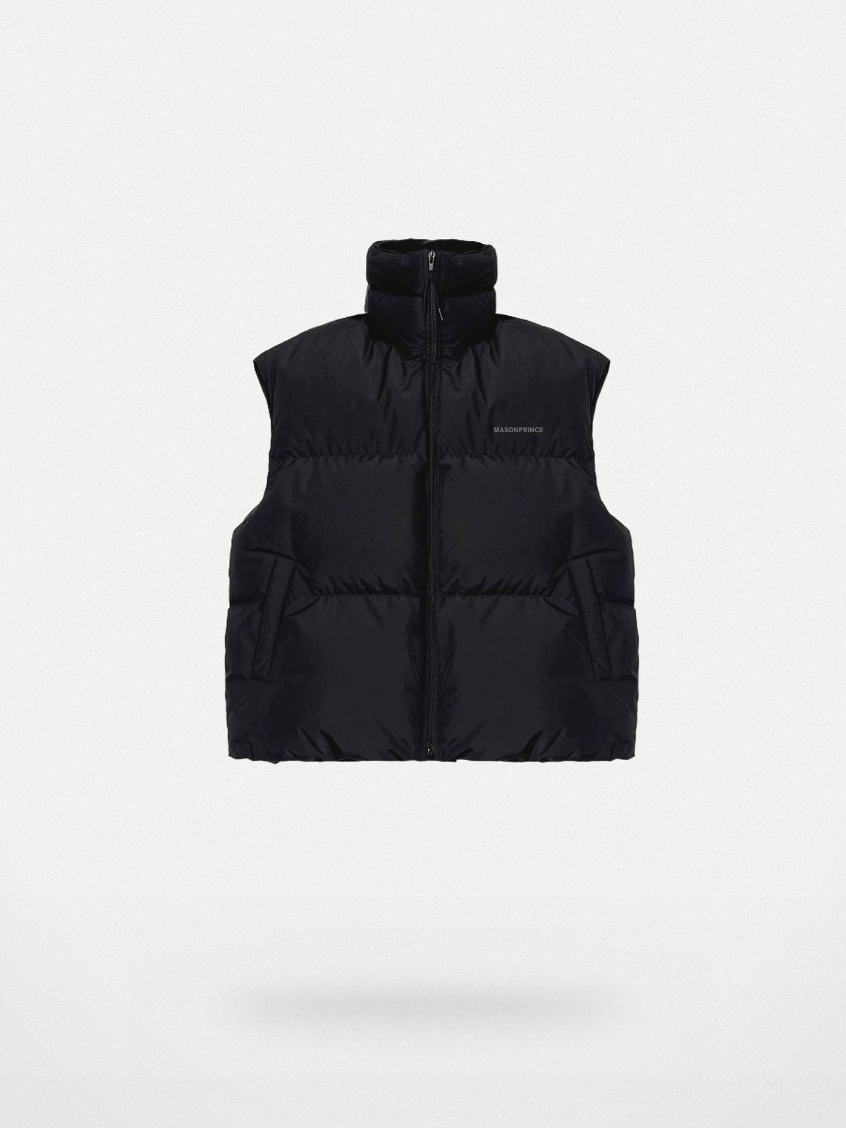 MASONPRINCE High Collar Down Puffer Vest in Black