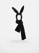 CFIERCE Pierced Plush Bunny Hooded Scarf in Black