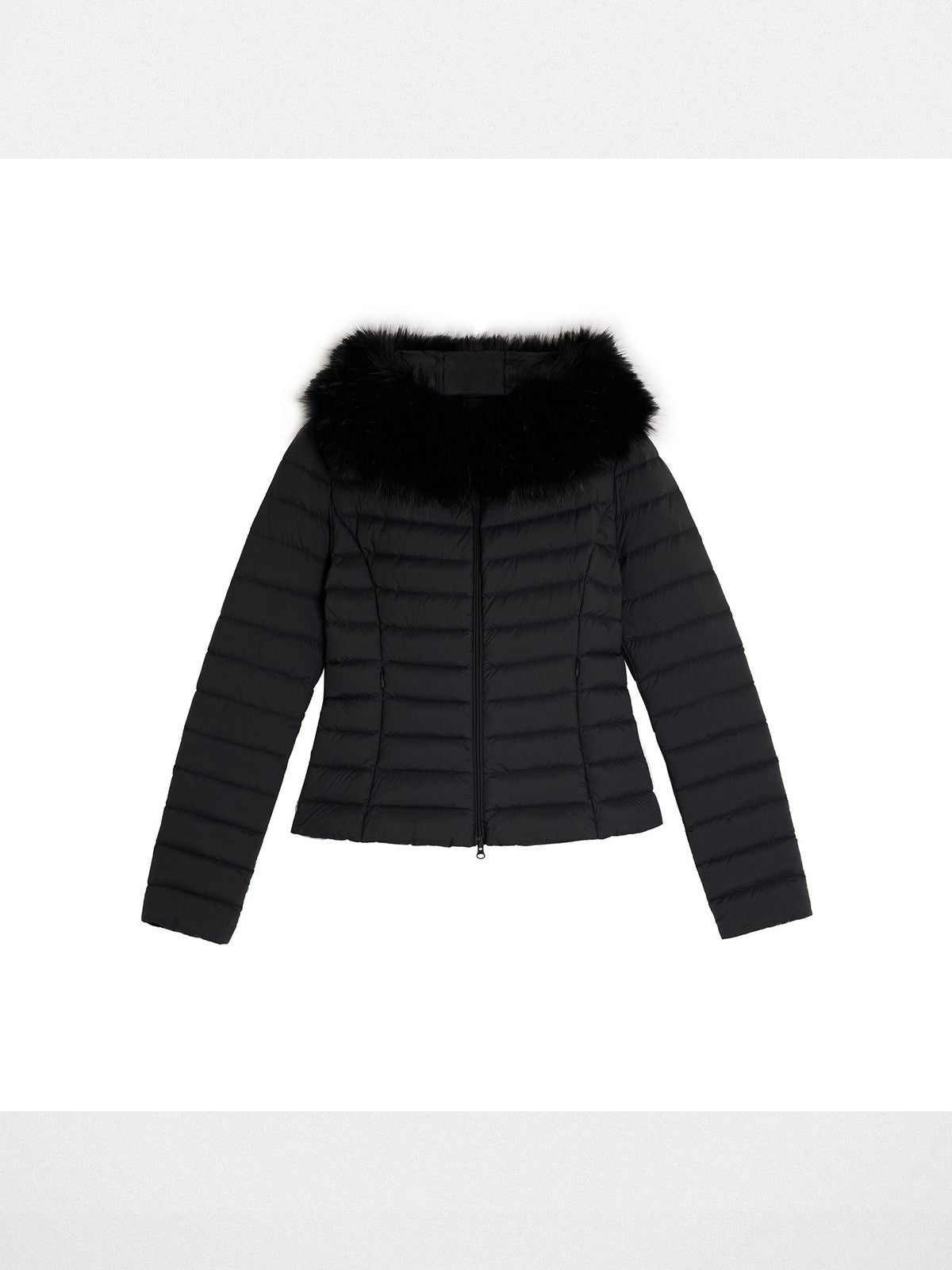 Alright then Slim Faux Fur Down Puffer in Black