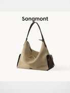 Songmont Suede Leather Large Hobo Bag in Beige